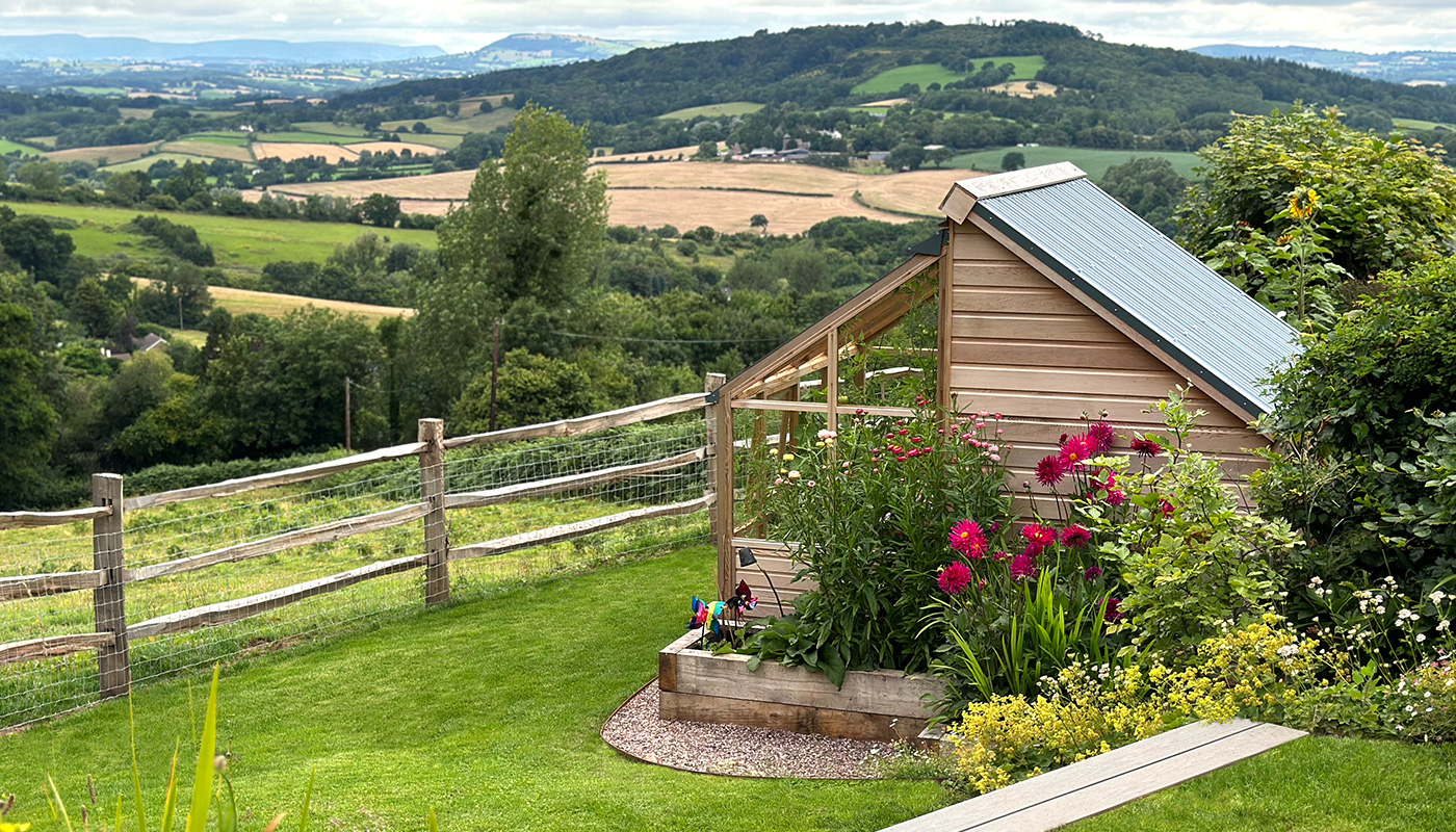 AThe view across the local landscape and the new shed.
