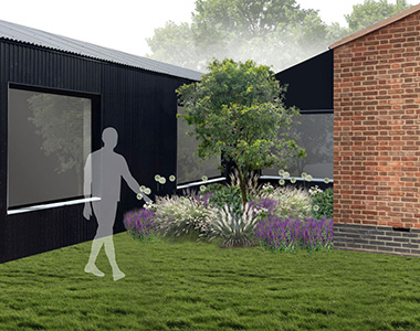 CGI visual with naturalistic planting for Hentucks Farm in Buckinghamshire