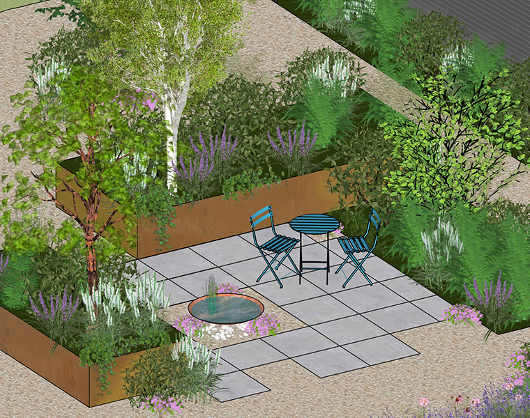 Computer generated visual of a garden design 